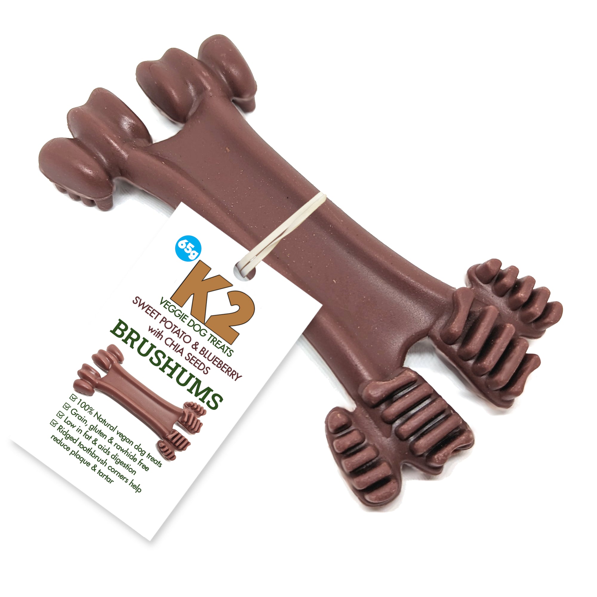 K2 Veggie Dog Treats Brushums Sweet Potato Blueberry 65g K2